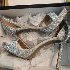 Thalia Sodi Glittering Silver Heels